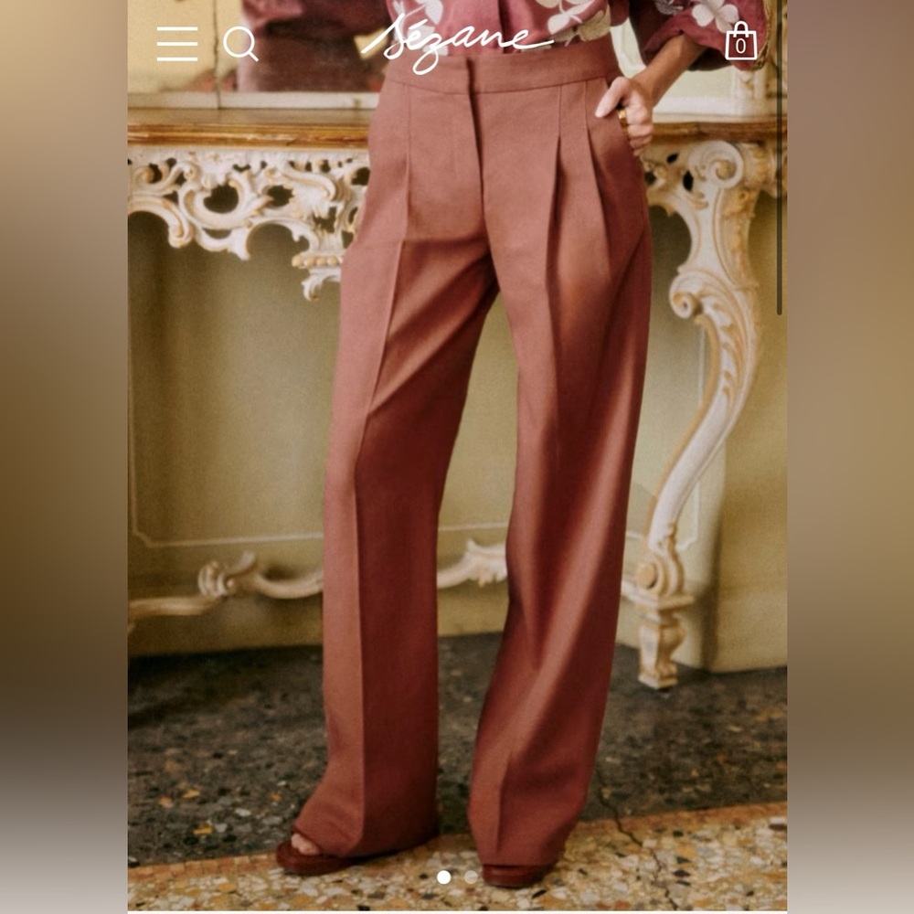 Sezane Women's Trousers in Rust Brown